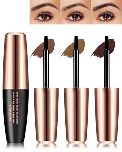 Peel Off Augenbrauengel Tattoo, Augenbrauenfarbe Braun Wasserfest Langlebig | 3Pcs Transfer-proof Tattoo Eyebrow Gel Tint, Hält 3 Tage, Abziehbar Getöntes Augenbrauen Gel Makeup, Geschenke für Frauen