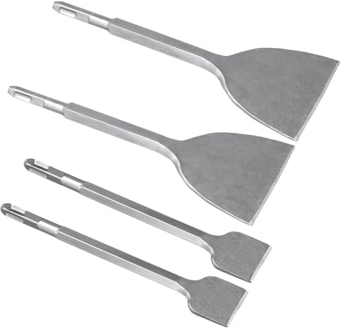 CHUENKUK Burin Plat SDS Plus 4 Pièces 230x40mm 280x100mm - Burin à Carrelage pour Béton, Pierre Naturelle, Maçonnerie - Kit de Burins SDS Plus