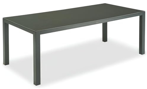 Liadomo Gartentisch Scalea - 210 x 100 cm - Keramik-/Sinterstein-Tischplatte - Kratzfest - Granit-Optik - Aluminium-Gestell - wetterfest - pflegeleicht - für Garten & Terrasse