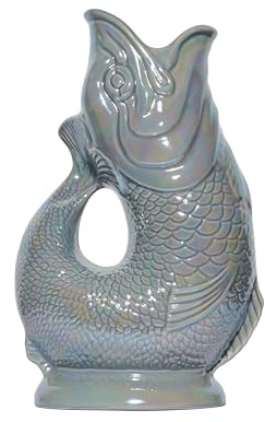 Gluckigluck Karaffe XL Dunkelgrau schimmernd – 1,2 l – Original Gluggle Jug aus England – Wasserkrug mit Glucker-Geräusch – Handgefertigt & schimmernde Oberfläche – Kult-Krug als Vase oder Dekanter