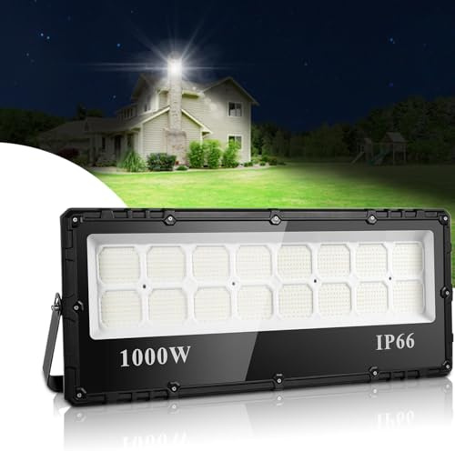 Dibaful 1000W LED Strahler Außen | Scheinwerfer 6500K Kaltweiß IP66 Wasserdicht Außenstrahler Fluter für Garten Sportplatz