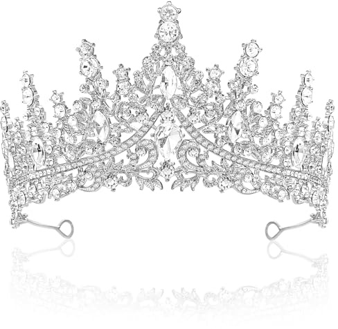 pangdapengpeng Diadème en Cristal Femme, Couronne Princesse Strass, Diadème de Mariage Brillant pour Hochzeiten, Geburtstage, Karneval, Feste (Argent)