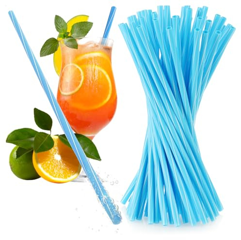 Robin Goods® 50x pailles réutilisables en plastique dur - 22 cm, lavables au lave-vaisselle, pour smoothies, cocktails et boissons chaudes (bleu - 50x)