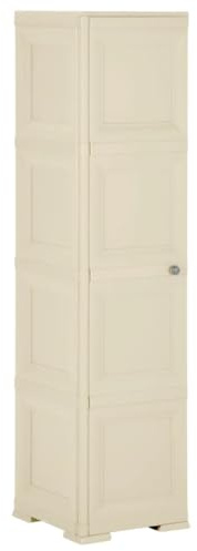 Mandloder Kunststoffschrank 40x43x164 cm, Holzdesign Angora-Weiß, Mehrzweck Schrank mit Stauraum für Garage, Büro, Küche und Speisekammer