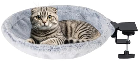 Ahuuen Katzen Schreibtisch Bett | Indoor Katzenhängematte Bis 22 Kg Belastbar | Ergonomisches Katzen Relax Bett Für Schlaf Entspannung,Für Wohnzimmer Schlafzimmer Arbeitsplatz Fensterbank