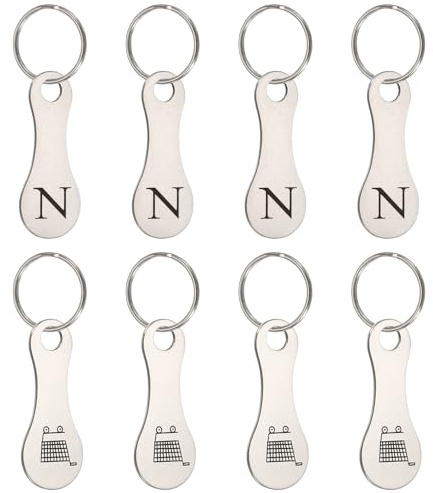 PATIKIL 8 Pcs Fichas de Acero Inoxidable para Carritos de Compras, Portamonedas Llavero de Metal al por Mayor para Supermercados, Ton