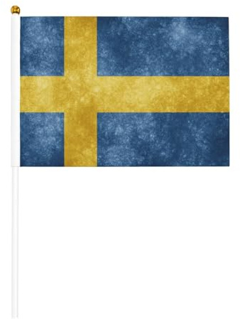 Bandiera della Svezia, bandiera sventolante a mano bifacciale, 5,5x8,2 pollici, bandiera portatile