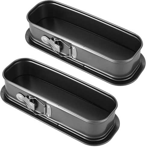 ASelected 2PCS Narrow Oval Springform Pan, 12 Inch Black Gray Non-Stick Springform Cake Pans with Removable Bottom for Cheesecake, Terrine, Tiramisu, Bread Loaf, Baking