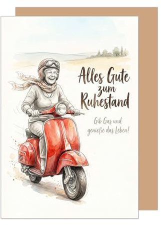 Edition Seidel Premium Glückwunschkarte zum Ruhestand mit Umschlag. Ruhestandskarte Karte Grußkarte Spruch Sprüche Pension Rente freie Zeit Gas geben genießen cool Humor Kollegin Frau (R166 SW026)