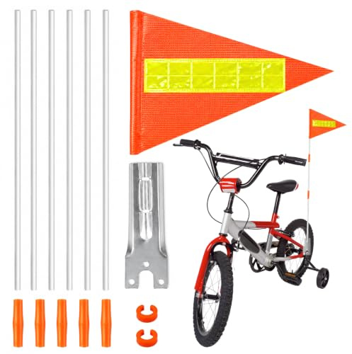 dellyy 1 set flagga cykelvagn, 150 cm cykelvimpel reflekterande justerbar, barncykel säkerhetsvimpel, cykel vimpel flagga, barncykelflagga, varningsskylt