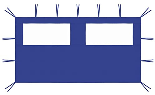 Kaloriko Pavillon-Seitenwand mit Fenstern 4x2 m Blau aus Polyester und PVC, Partyzelt Ersatzteil mit stabilem Rahmen, geeignet für Gartenpavillon und Pergola, ideal für Terrasse, Balkon und Camping