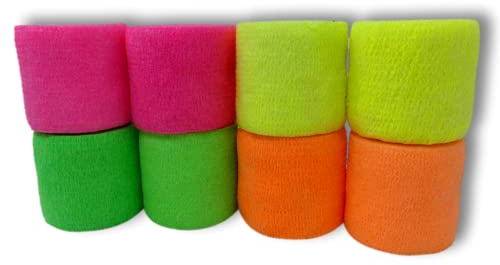 LisaCare NEON Bandages | Cohesive Bandage | Sports Association | Fixation Bandage | Wound Dressing | self-Adhesive elastically Stretchable | Set of 4 or 8 with 2.5-10cm Width x 4.5m