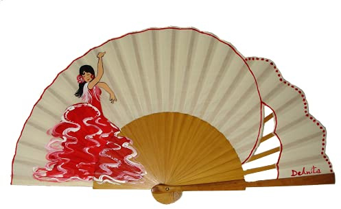 Abanico andaluz/Abanico español/Abanico pintado a mano/Abanico flamenco/Abanico de madera/Abanico de flores La Gitana Bailando