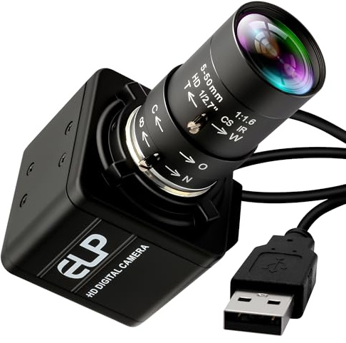 ELP USB Kamera 16 Megapixel hochauflösende 5K USB Webcam mit CS-Mount 5–50 mm manuelles Varifokus-Objektiv Nahaufnahme OpenCV Kamera kostenloser Treiber für Windows Linux Laptop Jetson Nano