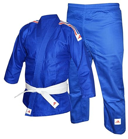 adidas | Judo Gi for Men, Women & Kids | Perfect for Training and Sparring | Lightweight Polycotton Martial Arts Uniform. White Belt included. 250gram/ 9oz (sizes 110-160cm)