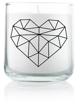 FEEL GOOD CANDLE - Scented candle in glass - candle with motif as a gift for women and for decoration (geometric heart, sandalwood).