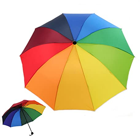 YUEMING Stockschirme Regenbogenregenschirm, Reiseregenschirm, winddichter Regenschirm, Anti-UV-Regenschirm für Damen