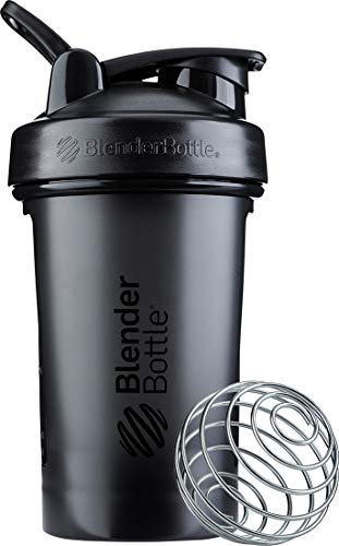 BlenderBottle Classic V2 Shaker Bottle with Stainless Steel Ball, For Protein Shakes, Dishwasher Safe, 590ml, Black