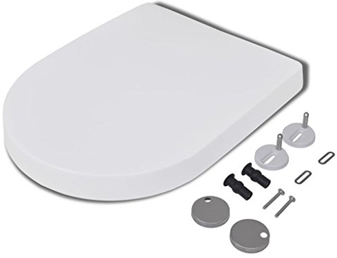 yorten WC-Sitz Toilettendeckel Toilettensitz mit Absenkautomatik und Quickrelase-Funktion Eckig-Form Weißer 46 x 36,5 cm (L x B)