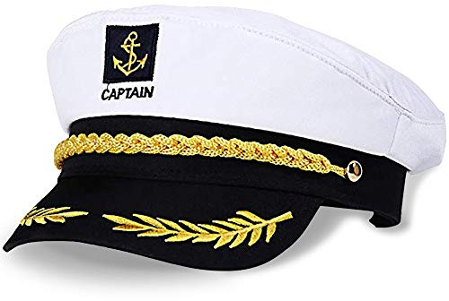 NETUME Sailor Captain's Hat for Adults - Navy Costume Accessory for Sea Yacht Parties and Cosplay (White)