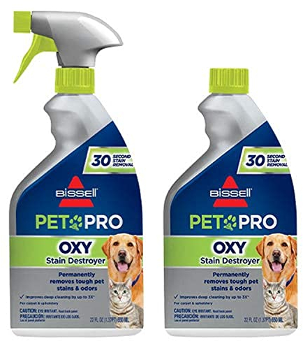 Bissell PET PRO OXY Stain Destroyer for Carpet and Upholstery, 22 oz, 2 Pack, 17739, 22 Fluid Ounces