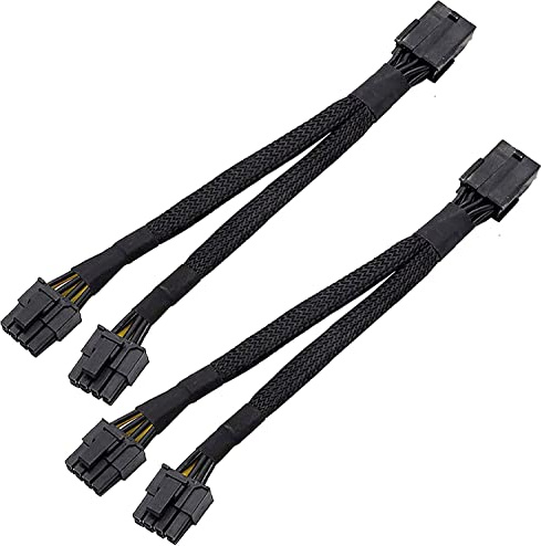 Hsthe Sea GPU VGA PCIe 8-stiftsuttag till dubbel 2X 8-stifts (6+2) kontakt PCI Express power flätad Y-splitter-förlängningskabel 25 cm (9,84 tum)