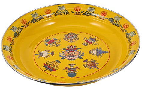 Alipis Frutero Esmaltado Vintage Cuenco De Esmalte Antiguo Contenedor De Comida Plato De Pastel De Esmalte Lavabo Redondo Para Servir Placa De Esmalte Retro Plato De Bistec Alimento