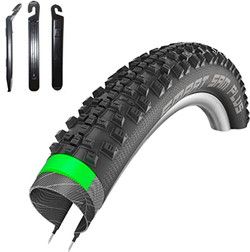 1 x Schwalbe SMART SAM Plus Performance Fahrradreifen DD GreenGuard Pannenschutz E-50 Fahrrad Mantel Decke 57-559 (26,0 x 2,25) inkl. Reifenheber
