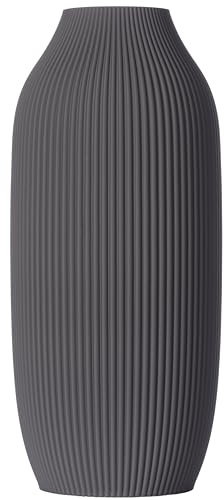 3D Vase Dekovase Stella XL 38cm Bodenvase Dunkelgrau Deko Vase Pampasgras Trockenblumen