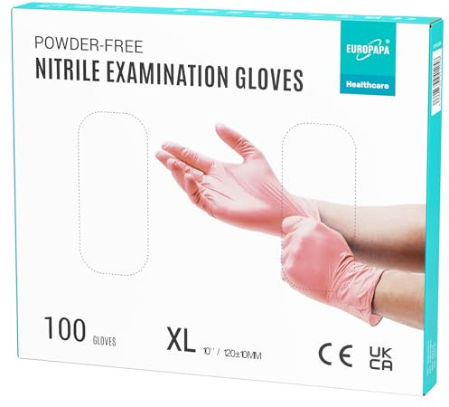 EUROPAPA® Lot de 100 gants jetables en nitrile sans latex non stériles sans latex
