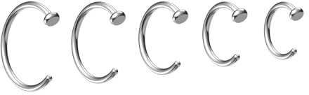 Body CAC 18G/20G/22G tunt stål C-format öppen näsring ringar för kvinnor, 20g-Open C shape Nose Rings, Rostfritt stål