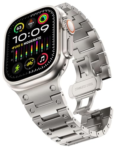 KADES 49mm 46mm 45mm 44mm 42mm(Series 3 2 1) Metallarmband Kompatibel mit Apple Watch Ultra,Herren Gliederarmband für iWatch Ultra 3 2 1,SE 3 2 1,Series 11 10 9 8 7 6 5 4 3 2 1,Titan