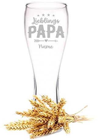 Leonardo Weizenglas mit Gravur - Lieblings Papa - Personalisiert mit Namen - Geschenke für Papa zum Vatertag - Geschenk für Bierkenner - Geschenkidee für Ihn Männer zum Geburtstag - 500 ml
