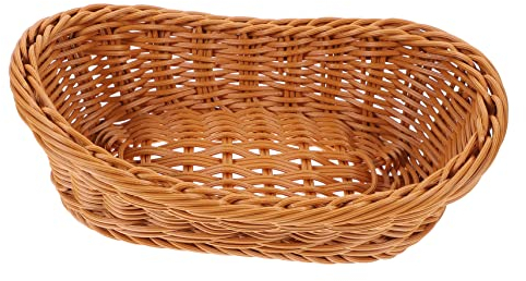 DOITOOL Woven Basket Baskets for Serving Bread Container Food Serving Tray Foot Stool Breads Storage Holder Rattan Fruit Bowl Wicker Baskets Wicker Fruit Basket Toy