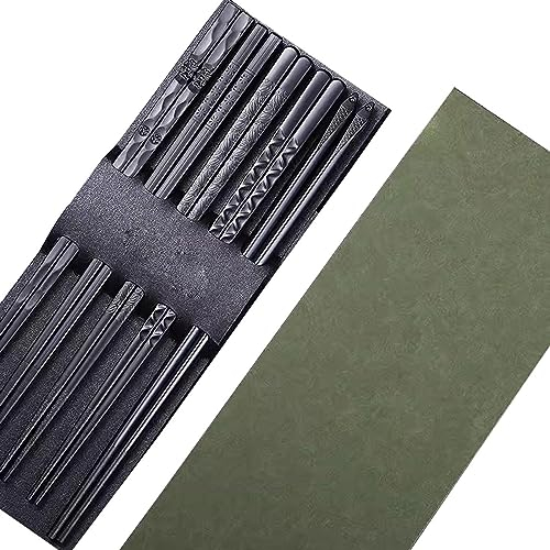 bacchette giapponesi chopsticks Bacchette usa e getta Bacchette riutilizzabili antiscivolo per uso domestico in lega da 24 cm(Color:5 Pairs,Size:)