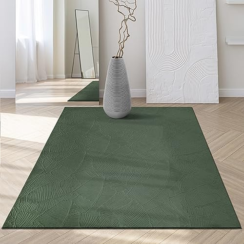 Mia´s Teppiche Rosy - stilvoller 3D Teppich mit Anti-Rutsch-Rücken, flauschig, rutschfest und pflegeleicht, Grün, 80 x 150 cm