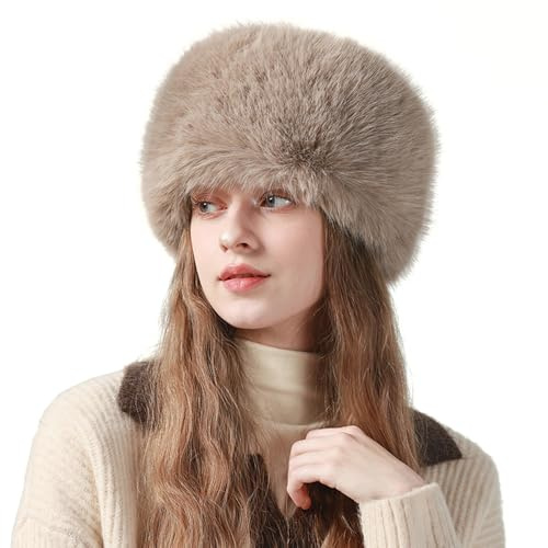 OneChance Damen Wintermütze Warme Pelzmütze Kunstfellmütze Weich Eimerhut Outdoor Mütze Khaki