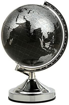 SYALEO Mappamondo Mappamondo da Tavolo Politico Mappamondo geografico educativo in Bianco e Nero con Arco in Metallo e Base Globo con Rotazione Manuale a 360° per Studenti World Globe