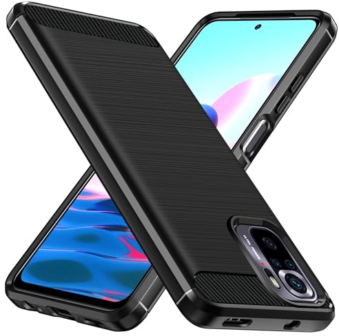 ivoler Funda para Xiaomi Redmi Note 10S / Redmi Note 10 4G / Poco M5s, [Protección Militar] Carcasa Protectora Antigolpes, Fina Suave TPU Silicona Caso Delgada Anti-Choques Bumper Case, Negro
