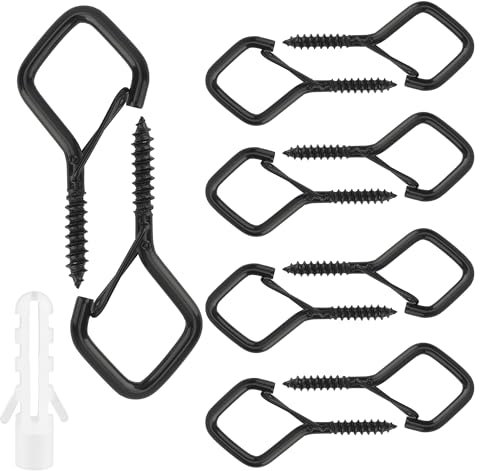 Black Metal Garden Hooks - Small Screw in Hooks for Wood and Hanging, Outdoor Use