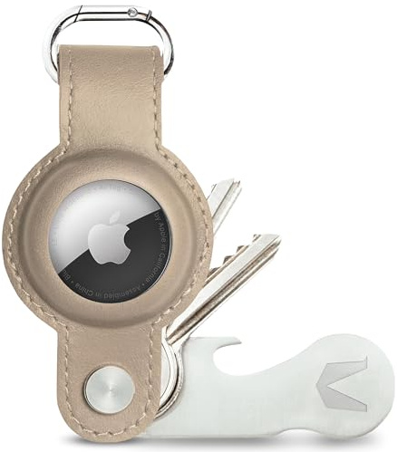 MAGATI Airgonizer (Beige) – Schlüssel Organizer mit AirTag Schlüsselanhänger aus hochwertigem Leder & Multitool – Kompatibel mit Apple Airtag 1 & 2 – 1 Jahr Code24 Fundservice inklusive