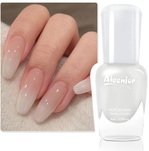 Aieenjor - Vernis À Ongles - Couleur : Blanc Crème- Séchage Rapide Longue Durée- 8 Ml