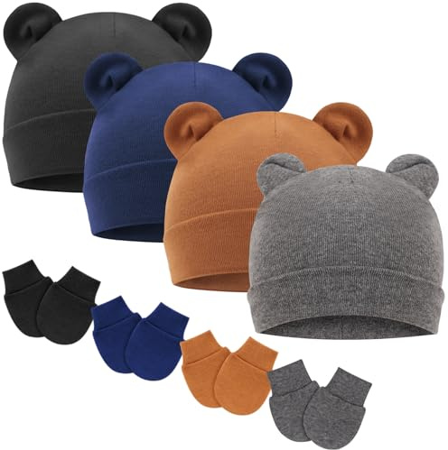 DRESHOW Bebé Gorro y Guantes para Bebé Recién Nacido Bebé Beanie Sombrero para Bebés Niños Gorros