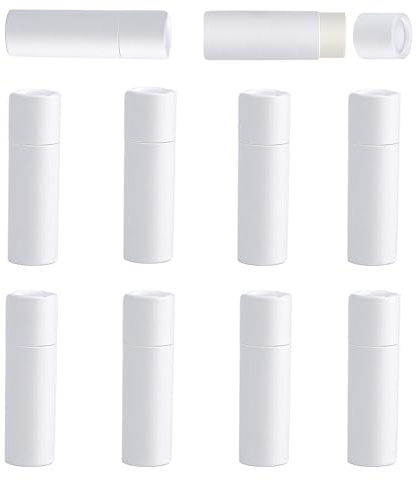 NICENEEDED 10 Stück Lippenbalsamtuben Aus Pappe, Lippenstifthülse Aus Weißem Papier, Leere Lipgloss-Behälter Aus Karton, Festes Parfümröhrchen