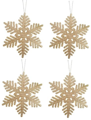Ciieeo 4-teiliges Weihnachts-Schneeflocken-Ornament Weihnachtsbaum-Dekoration Funkelnde Schneeflocken-Ornamente Weihnachts-hängeornament -hängeornamente Robustes Material