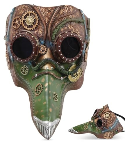 Masque de peste steampunk - Demi-masque détaillé pour costumes steampunk et Halloween