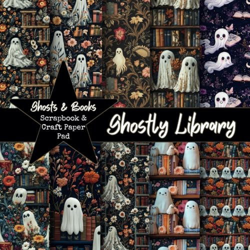 Spooky Scrapbook Paper Pad - Floral Ghost Library Craft Paper for Origami, Decoupage, Junk Journal and Card Making