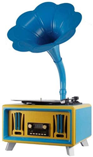 asdchZen Lecteur De Vinyle Vintagentique Phonographe Bluetooth Audio en Bois Massif avec Reproduction De Pavillon en Laiton RCA Victor Tourne-Disque Gramophone