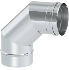 Schornstein Winkel/Bogen einwandig 90 Grad starr aus Edelstahl, Durchmesser 115 mm