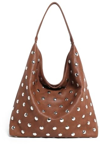 Sac besace clouté en cuir végétalien souple pour femme